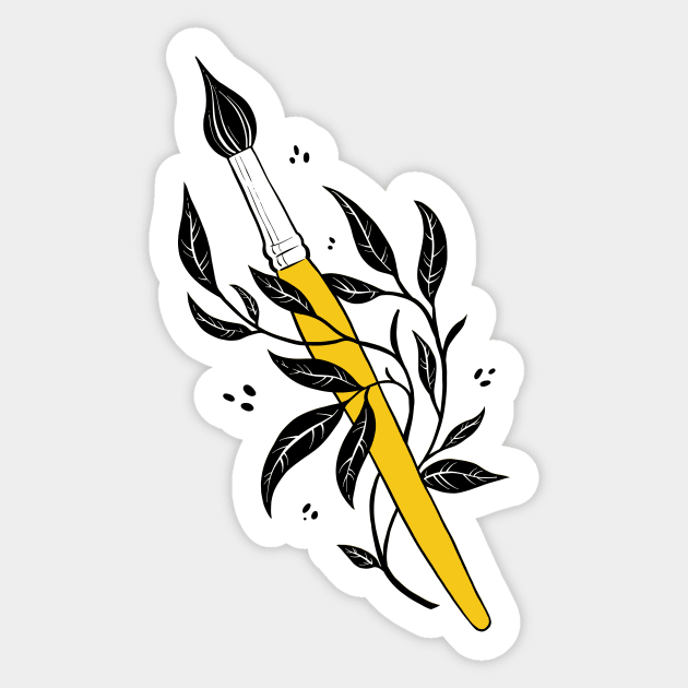 Yellow paintbrush - weapon of choice Sticker by Ellen Wilberg